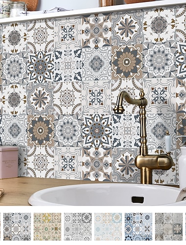  24/48 stks waterdichte creatieve keuken badkamer woonkamer zelfklevende muurstickers waterdichte mode grijze tegel stickers;