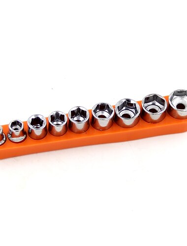  9-teiliges Universal-Steckschlüssel-Set 1/4 Zoll 6,35 mm Vierkantantrieb Sechskant-Adapter metrisch 5-13 mm Hülsenumwandlung Autoreparaturwerkzeug Steckschlüssel