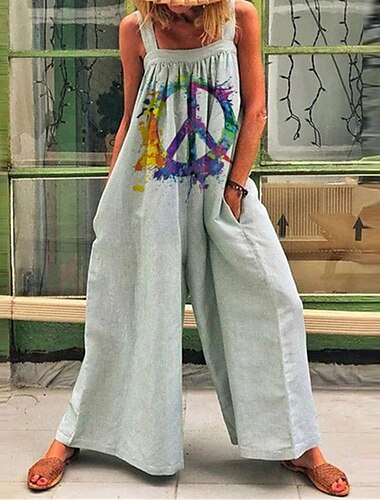  Damen Normal Latzhose Urlaub Blumen Ärmellos Breites Bein Quadratischer Ausschnitt Tasche Bedruckt Strasse Täglich Regular Fit Gelb Hellgrün Rosa Sommer