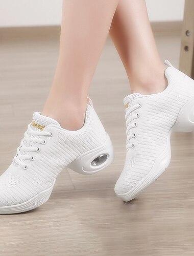  Zwarte gebreide dansschoenen voor dames – lichtgewicht, luchtgeveerde zool, ademend ontwerp, perfect voor latin, jazz en fitnessdans
