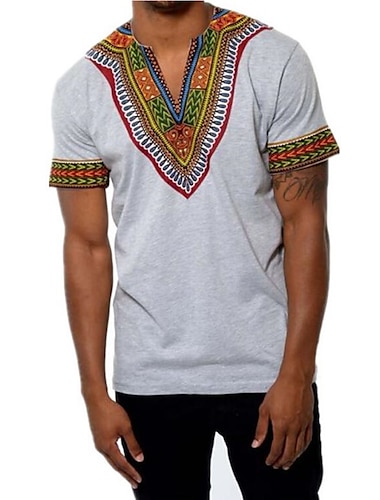 Herren T-Shirt-Ärmel Moderne afrikanische Outfits Afrikanischer Druck Dashiki Maskerade Erwachsene T-shirt Party