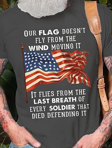  Veterans Day Herren Patriot Patriotisch Veteran Grafik Buchstaben T-Shirt Lässiger Stil Baumwolle Kurzarm Grafikshirt Schwarz Blau Grau Bequemes Tee Street Casual Mode Designer