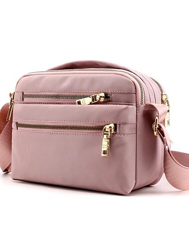  Dam Crossbody-väska Nylon Dagligen Ensfärgat Svart Rodnande Rosa Blå