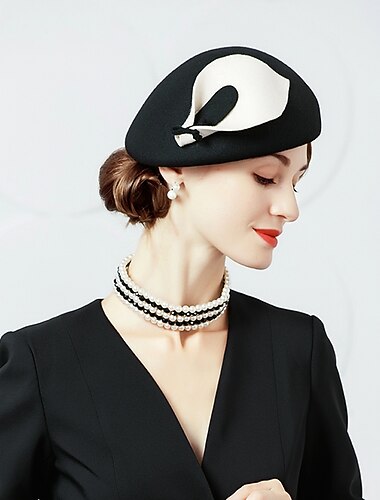  Mode Elégant 100% Laine Chapeaux avec Noeud / Volants en cascade 1 pc Fête / Soirée / Casual / Coupe de Melbourne Casque