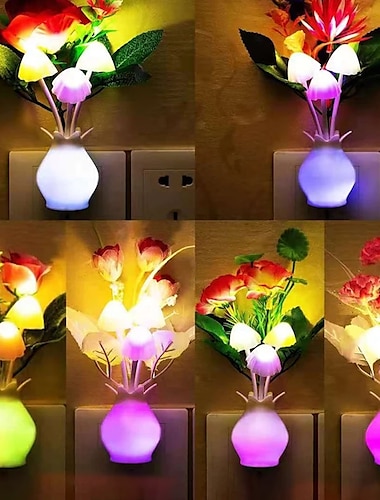 πρίζα led φως νυκτός αυτόματο σούρουπο έως αυγή λάμπα εξοικονόμησης ενέργειας όνειρο νυχτερινό φως λουλούδι μανιτάρι νυχτερινά φώτα για υπνοδωμάτιο μπάνιο σαλόνι κουζίνα διάδρομος