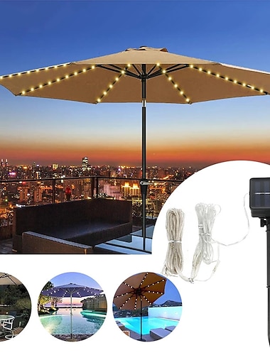  Solar Patio Paraplu Licht Outdoor 104 Leds Fairy String Light Waterdicht Voor Tuin Tuin Camping Decoratie Kleurrijke Xmas Verlichting