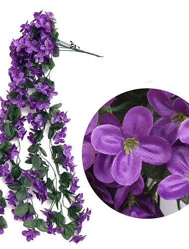  Lebendiger künstlicher hängender Orchideenstrauß, Simulationsblumenrebe, violette hängende Blumenrebe, Wandbehang, Orchideen-Hängekorb, Blumenbalkon, Heimdekoration, Blumenwand für Hochzeit, Gartendekoration