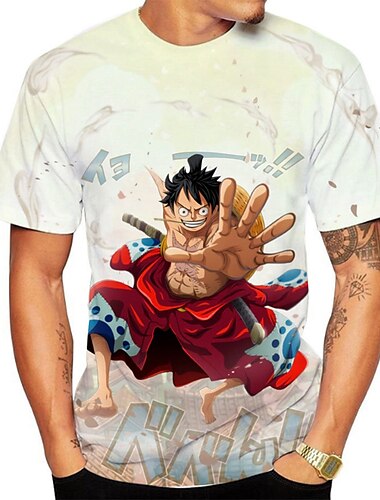  ワンピース モンキー・D・ルフィ Ｔシャツ(21) アニメ系 カトゥーン アニメ 3D 3D 原宿 グラフィック柄 用途 カップル用 男性用 女性用 成人 キャンパス 3Dプリント