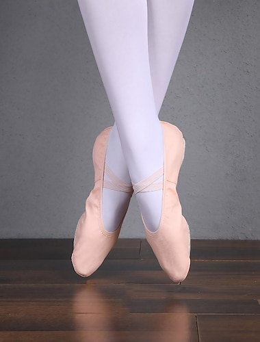  Dame Ballettsko Øv deg på å trene dansesko Stadie Profesjonell Flate Flat hæl Elastisk bånd Svart Rosa Rød