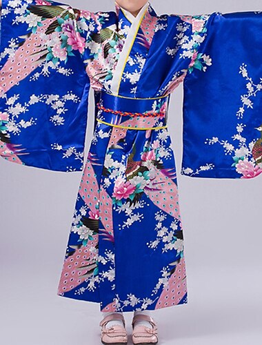  Mädchen Yukata Kleid Kimonoo Japanisch traditionell Maskerade Kinder Kimono Mantel Taillengürtel Party