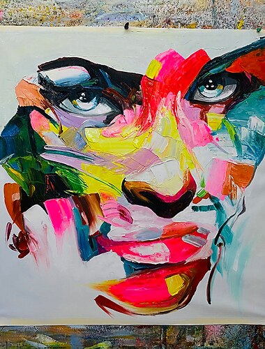  Mintura pinturas al óleo de cara hechas a mano sobre lienzo arte de la pared decoración figura abstracta moderna imagen para decoración del hogar enrollado sin marco pintura sin estirar