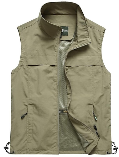  Herr Fiskeväst Vandringsväst Överdelar Utomhus Andningsfunktion Snabb tork Multi Pocket Sommar Maska Polyester Marin Svart Khaki grön Klättring Camping / vandring / grottforskning