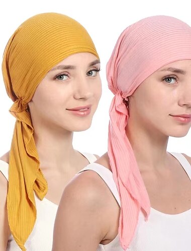  Новый эластичный хлопковый однотонный шарф с запахом, головной убор, мусульманский тюрбан, капот для женщин, внутренний хиджаб, шляпа, модные женские тюрбаны, кепки