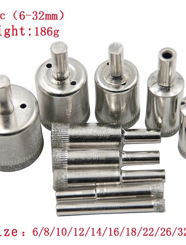  10/15 pçs conjunto de broca de telha conjunto de diamante revestido telha mármore vidro cerâmico brocas de perfuração ferramentas elétricas acessórios
