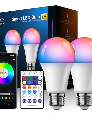  6 יחידות 10w חכם wifi led נורת rgbcct צבע משתנה a19 a60 ניתן לעמעום עבודה עם alexa ו-google home ללא רכזת