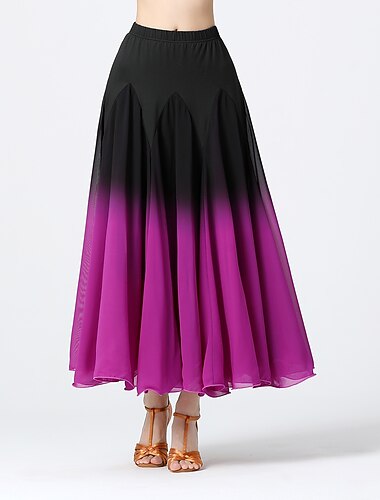  ballroom dans Sportstøj Skjørter Ruche Slidse Dame Træning Ydeevne Høj Chiffon Polyester