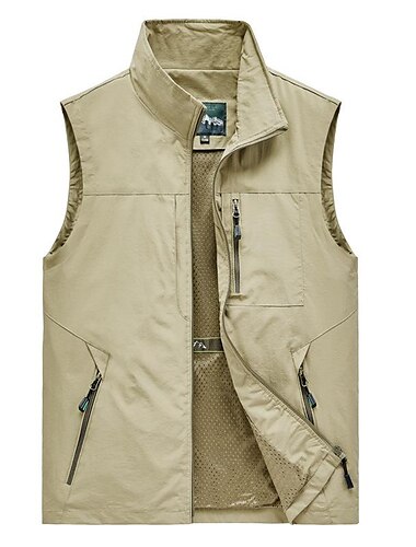  Herr Fiskeväst Vandringsväst Överdelar Utomhus Andningsfunktion Vattenavvisande Snabb tork Ficka med blixtlås Maska Polyester Svart Grå Khaki grön Fiske Klättring Camping / vandring / grottforskning