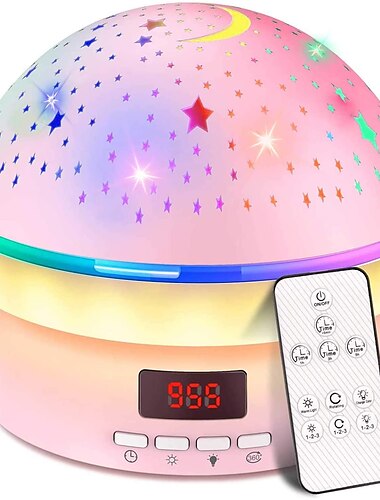  Timer-Rotationsstern-Nachtlichtprojektor, funkelnde Lichter, Geburtstagsgeschenke für Kinder, 16 bunte Projektorlichter, dimmbare LED-Nachttischlampen, Kinderzimmerdekoration als Geschenk für