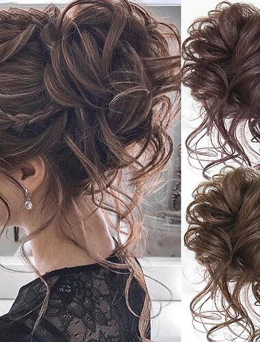  Venta al por mayor de fábrica, comercio exterior, peluca sintética, moño, anillo para el cabello, anillo para el cabello desordenado, cabeza de bola elástica, cómodo diario