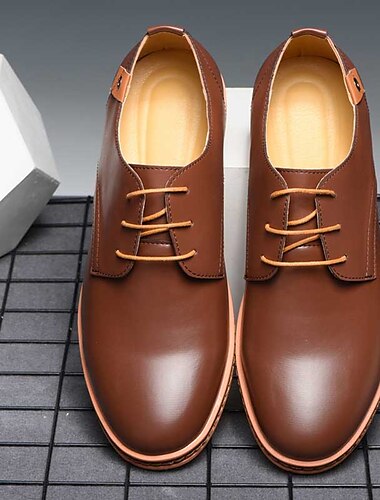  Herren Outdoor Derby-Schuhe Komfort Schuhe Klassisch Brautkleider schlicht Outdoor Täglich PU Schnürsenkel Schwarz Blau Braun Farbblock Sommer Frühling