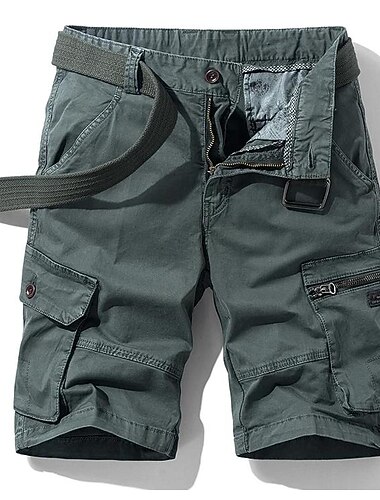  男性用 カーゴショーツ ハイキング ショーツ ジッパー マルチポケット 複数のポケット レタード 膝丈 カジュアル 日常 カーゴパンツ チノ アーミーグリーン カーキ色 マイクロエラスティック