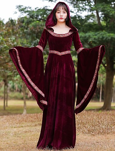  Retro Vintage Medieval Renaissance Dress Witch Viking Outlander Fancy Dress Women's Girls' Celtic Royal Walpurgis Night Halloween Carnival Masquerade Party / Evening Kid's Adults' Dress