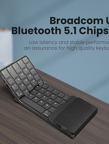  Trådløs Bluetooth Sammenleggbart tastatur Bærbar Ergonomisk med Touchpad-mus Tastatur med Innebygd Li-batteridrevet 68 Nøkler