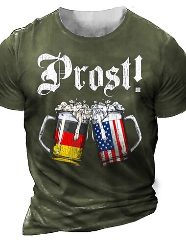  Herren Unisex Grafik Buchstabe Bier T Shirt Kurzarm T-Shirt 3D-Druck Rundhalsausschnitt Hemd Vintage Sport Designer Outdoor Straße Täglich Schwarz Armeegrün Marineblau Sommer Bekleidung S M L XL XXL