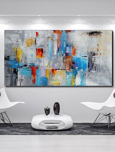  يدويا النفط الطلاء canvaswall فن الديكور مجردة سكين اللوحة المشهد الأزرق للديكور المنزل توالت اللوحة فرملس غير متمدد