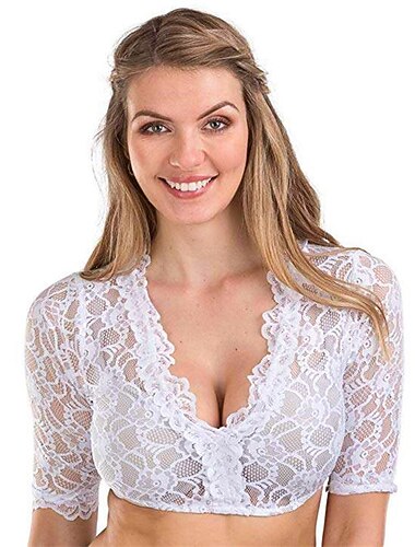  Oktoberfest bier Internationaal Bierfestival Kostuum Dirndl-blouse Oktoberfest / bier Bavarian Wiesn Traditionele stijl Weiden Dames Doek in traditionele stijl Top