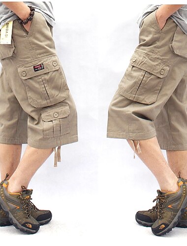  Homme Shorts Cargo Shorts de randonnée Militaire Été Extérieur Ripstop Séchage Rapide Multi-poches Évacuation de la transpiration Pantalons Capri Bas Sous le genou Amy Green Noir Coton Escalade