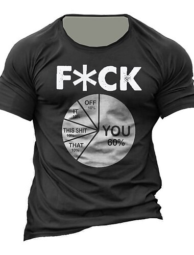  Męska koszulka T-shirt z grafiką zabawny wykres kołowy 'Spierd***ć' projekt sarkastyczny z krótkim rękawem