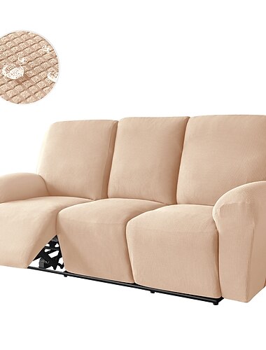  Stretch-Sofabezüge für 3-Sitzer-Relaxsessel, burgunderfarben, wasserdichte Sofabezüge für Relaxsessel mit Seitentasche, 8-teiliges Set, rutschfester Sesselbezug für Standard-3-Sitzer-Relaxsessel,