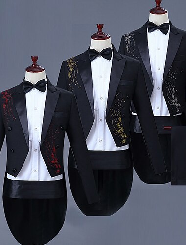  Retro Vintage Loucos anos 20 Anos 20 Smoking Lapela de pico O Grande Gatsby Mafioso Duas Peças Homens Baile de Máscaras Festa / Noite Festa de Solteira Adulto Casaco Calças