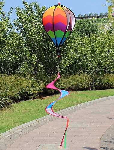  Regenbogen-Heißluftballon-Windstreifen, Pailletten, einfarbig, Windmühle, grenzüberschreitend, drehend, bunt, Windspiel, Gartendekoration im Freien