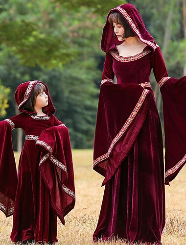  Retro vintage Middeleeuws Renaissance Jurken Ren Faire Heks Viking Outlander Dames Voor meisjes Keltisch Koninklijk Walpurgisnacht Halloween Carnaval Maskerade Feest / Uitgaan Kinderen Volwassenen