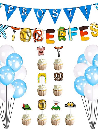  Oktoberfest fête décoration papier bannière tirer drapeau fanion ballon gâteau insérer carte souhait
