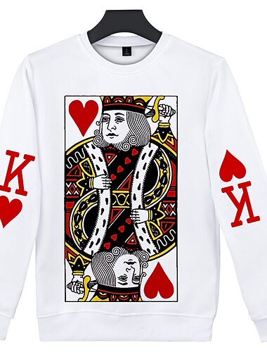  Hart van de kaarten Koning K Koningin Q Jack J Trui met capuchon Anime Cartoon Anime 3D 3D Grafisch Street Style Voor Voor Stel Voor heren Dames Volwassenen Back To School 3D afdrukken