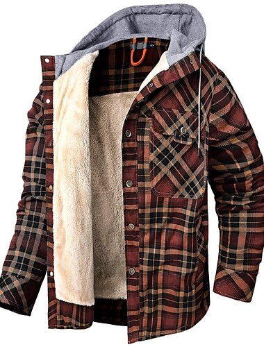  Homens Casaco com capuz Jaqueta de Caminhada Acolchoada Jaqueta de lã para caminhada Casacos Anoraques Parka Ao ar livre Térmico / Quente A Prova de Vento Forro de Velocino Respirável Inverno Amy