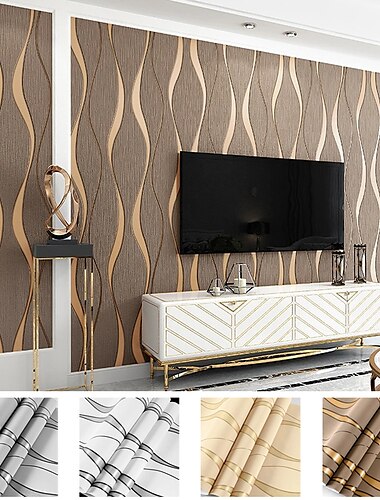  coola tapeter randig 3d non-woven texturerad tapet väggmålning sovrum vardagsrum bakgrund vägg hushållsbutik restaurang hotell ingenjörsdekoration icke-självhäftande tapeter