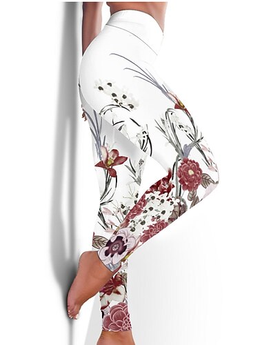  Pantalon de yoga Femmes Contrôle du ventre Lifting des fesses Yoga Fitness Entraînement en salle Collants Leggings Bas Taille haute Floral Spandex Automne Hiver Des sports Tenues de Sport Élastique