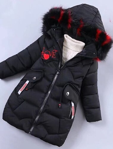  Mädchen 3D Kinderdaunenjacke Herz Buchstabe Daunenmantel Daunenjacke Langarm Herbst Winter Aktiv Cool Kinder 3-12 Jahre Täglich Normale Passform