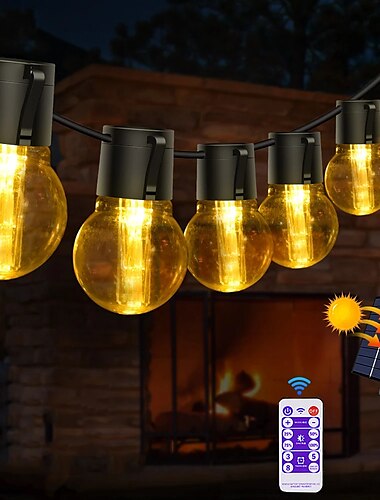  elegante 5m 20LED Solar-Globe-Lichterkette mit Fernbedienung, Retro-G50-Glühbirnen, IP65 wasserdicht für Gartenpartys im Freien, Dekoration für das Ferienhaus