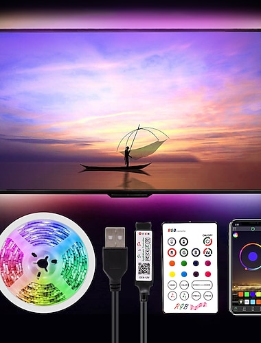  5 м 16,4 фута смарт-телевизор светодиодная лента подсветки приложение usb rgb bluetooth управление музыкой синхронизация изменение цвета smd 5050 для монитора ПК игровая комната 5v