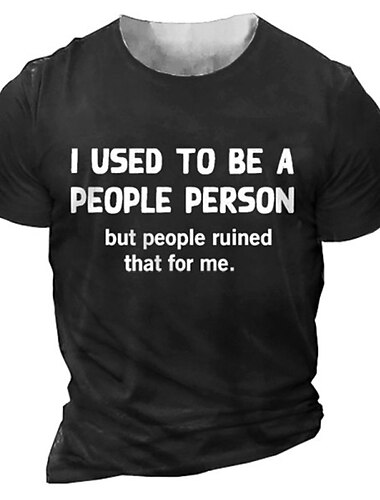  Mens Kurzarm Grafik T-Shirt 'Ich war einmal ein Menschenfreund' Humorvolles sarkastisches T-Shirt