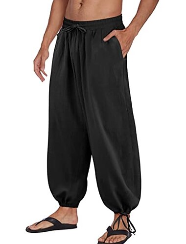  Voor heren Broek Zomerbroek Knickerbockers (dames) Strandbroeken Baggy harembroeken Zak Trekkoord zakkerig Effen Comfort Ademend Yoga Dagelijks Klassiek Casual / sportief Ruim Passend Zwart Wit
