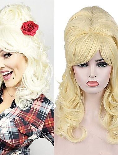  Bienenstock Perücken Blonde Bienenstock Perücke Frauen Lockig Wellig Lang Hitzebeständige Synthetikhaar Cosplay Perücken Halloween Perücken