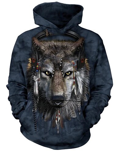  Garçon 3D Animal Loup Sweat à capuche manche longue 3D effet Printemps Automne Actif Sportif Mode Enfants 3-13 ans Extérieur du quotidien Intérieur Standard