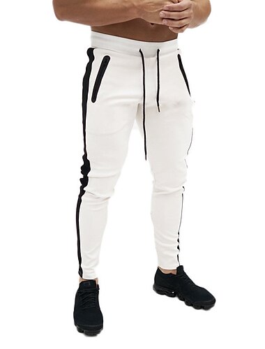  Herren Jogginghose Trainingshose Jogginghose Jogger Hose Hosen Tasche Kordelzug Elastische Taille Farbblock Komfort Outdoor Täglich Ausgehen Sport Modisch Schwarz Weiß