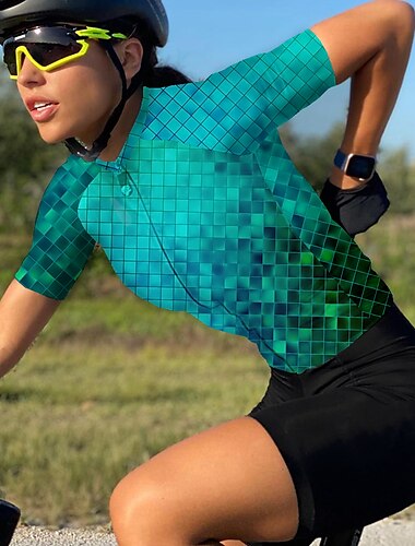  Mujer Maillot de Ciclismo Manga Corta Bicicleta Maillot Camiseta con 3 bolsillos traseros MTB Bicicleta Montaña Ciclismo Carretera Transpirable Secado rápido Dispersor de humedad Bandas Reflectantes
